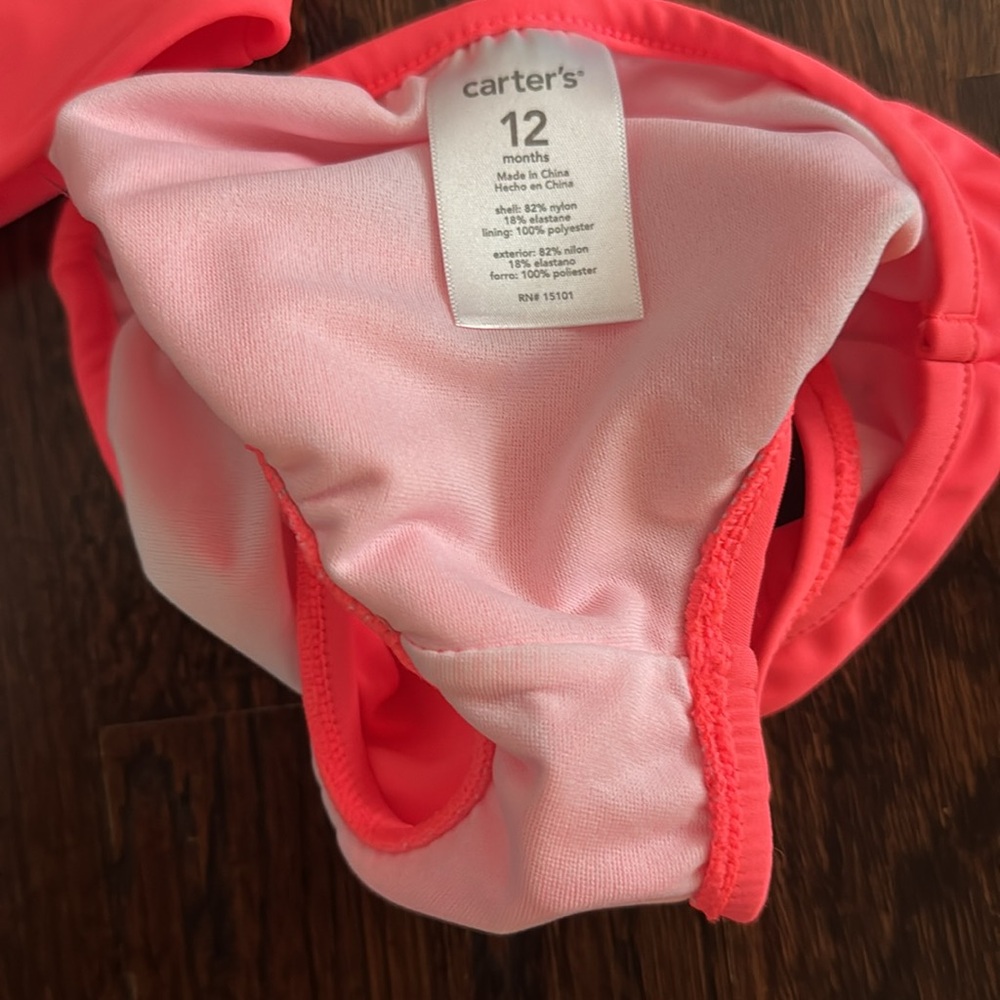 NWT ~ Coral Ruffle Halter Girls Long Bikini Set~Sz 12mo ~ UPF 50+ - Picture 3 of 10